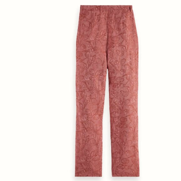 Scotch And Soda High Waisted Faye Shell Pink Pant Straight Leg Belt Loops Floral - Picture 2 of 3